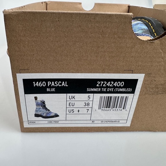 NIB Dr Martens 1460 Pascal Blue Tie Dye Printed Suede Leather Boots US 7 - Picture 16 of 16